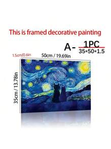 1 pieza Obra de arte de la Noche Estrellada, impresión en lienzo de obra de arte de gatos, póster de decoración de cielo nocturno, pintura de animales, pintura surrealista para decoración de habitación, estilo de Vincent Van Gogh, impresiones artísticas, decoración del hogar, pósteres, regalo ideal, para sala de estar, dormitorio, baño, cafetería
