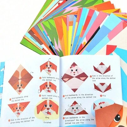 SHEIN 1箱 96枚/108枚/152枚入り 折り紙セット アート&クラフト活動用、切り絵、折り紙、ペーパートイ、クラフト、折り紙用紙を含む