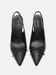 CUCCOO CURVES Plus Size Women's Bow Decor Casual High Heel Pumps Spring Shoes Spring Break Easter - Black - View 4