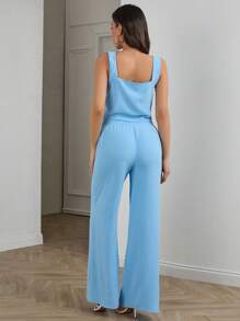EURMUSE WOMEN BOHO VCAY PANT AND TOP TWO PIECE - Blue - View 2
