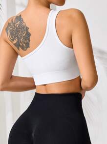 Easithlete Cut Out Back Crop Sports Teeworkout Tank Top - White - View 2