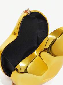 SHEIN SXY Ladies, Women Evening Bags, Clutchs, Crossbody Bags, 3D Heart Shape, Fashionable, Elegant, Simple, Personalized, Versatile, For Cocktail Party, Party, Prom, Club, Date, Birthday, Evening, Date Nigh, Ball, Valentine's Day - Gold - View 6