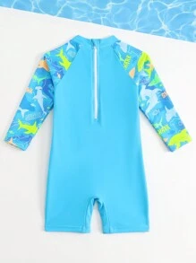 男宝宝简约时尚长袖休闲日常泳衣 - 淺藍色 - 查看 2