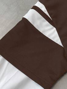 Manfinity Roghcode Men's Slogan Print Casual Mock Layered Long Sleeve Pullover Sweatshirt - Coffee Brown - View 3