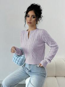 Elenzga 女士纯色 V 领长袖休闲针织毛衣，秋冬