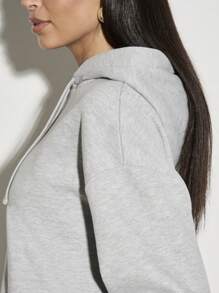 AiiRZ Ribbed Oversized Hoodie Casual Pullover Athletic Loungewear Drawstring Hood Workout Athleisure Streetwear Fall Winter Essential Cozy Sweatshirt - Grey - View 5