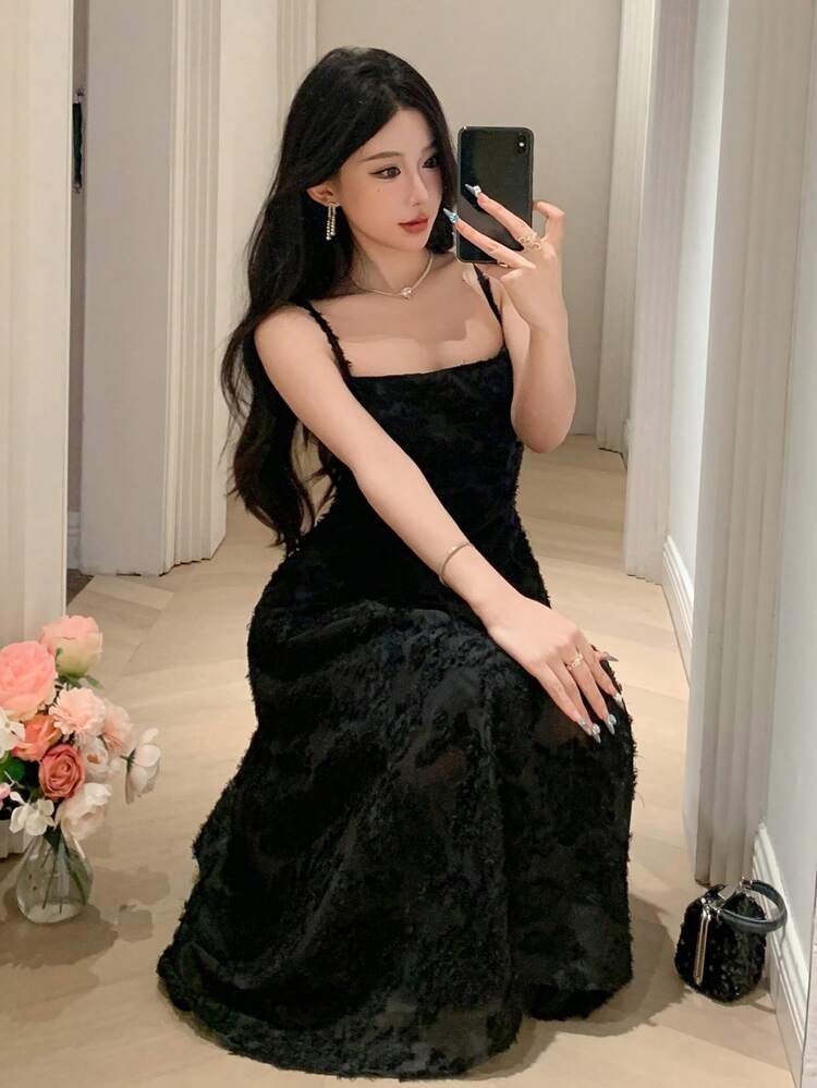 Women's Minimalist Elegant Spaghetti Strap Camisole Jumpsuit Prom Dress Sundress