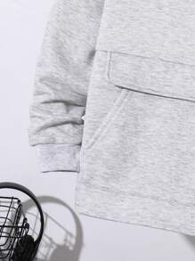 SHEIN 2pcs/Set Older Boys Casual Letter Print Hooded Sweatshirt And Pants Knit Tracksuit Set