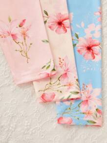 6 件套年轻女孩花卉印花紧身长袖上衣和裤子睡衣套装，多色 - 彩色 - 查看 6
