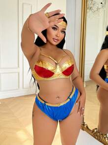Fantasy Costume 3pcs Plus Size Sexy Power Woman Cosplay Lingerie Set