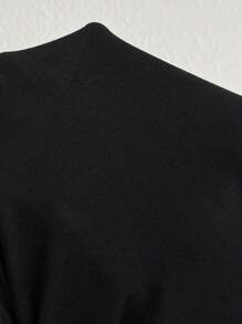 SHEIN Maternity Stand Collar Cap Sleeve Solid Color Knit Jumpsuit Straight Leg