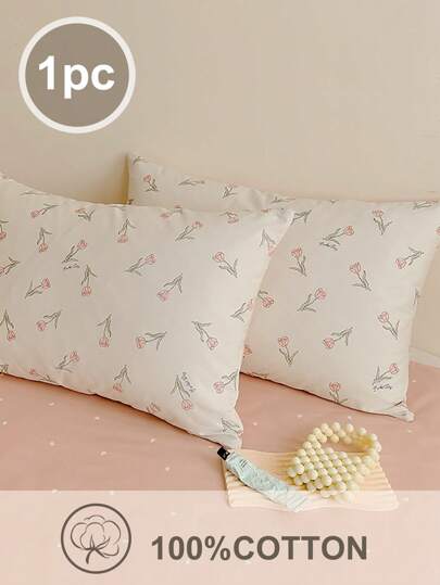 1 件花朵郁金香，浪漫，粉色情人节婚礼印花，学校宿舍，宿舍连衣裙，少女四季枕套 TwinFullQueenKing。