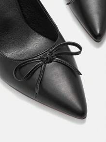 CUCCOO CURVES Plus Size Women's Bow Decor Casual High Heel Pumps Spring Shoes Spring Break Easter - Black - View 6