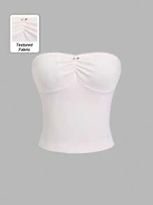 Sweetra Versatile French Countryside Style Comfortable Bandeau Top For Women, Can Be Worn Inside Or Outside - Pink - View 1