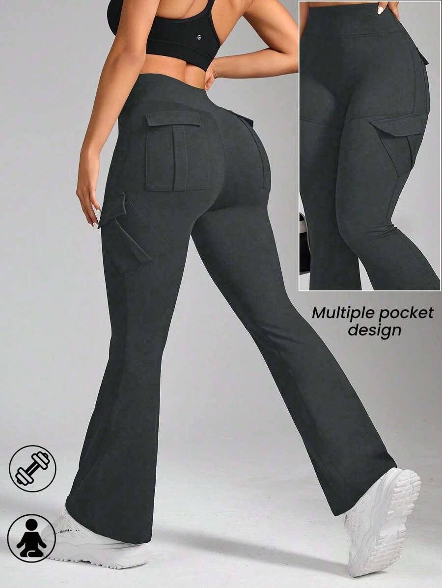 Easithlete Women's High Waist Flared Casual Versatile Sport Pants - Grey - View 1
