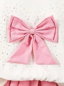 SHEIN 2 件 Tween Girl 休闲简约热转印短袖黑色 T 恤和时尚印花裤套装，附赠包袋，热转印不会脱落，日常百搭风格 - 粉色 - 查看 4