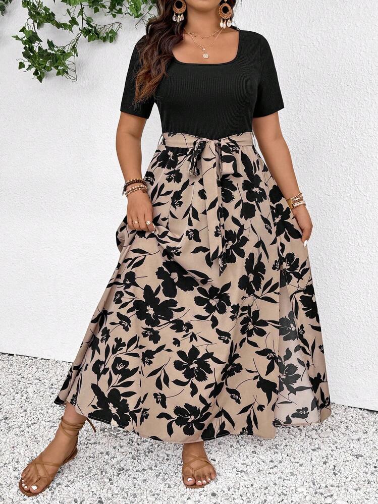 SHEIN Frenchy 大码休闲简约时尚日常连衣裙 - 彩色 - 查看 3