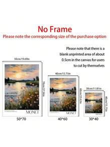 SHEIN Áp phích Claude Monet - Nghệ thuật treo tường hiện đại giữa thế kỷ để trang trí phòng thẩm mỹ _ Tranh in Monet làm quà tặng cho bạn thân _ Áp phích triển lãm Monet _ Bộ 1 _ Áp phích vải _ Trang trí tường vải cho nhà, phòng khách - Nhiều màu - Xem 4