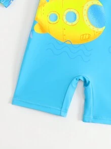 男宝宝简约时尚长袖休闲日常泳衣 - 淺藍色 - 查看 5