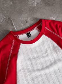 Manfinity Hypemode Men Plain Color Contrast Patchwork Round Neck Short Sleeve Casual T-Shirt  Jersey Shirts