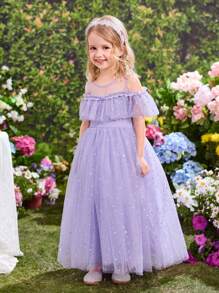 SHEIN Young Girl Fern Glow Stylish & Elegant Party Dress
