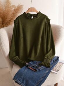 SHEIN Frenchy Plus Size Women's Casual Solid Color Shirt, Autumn/Winter