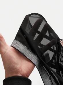ROMWE Grunge Punk 1 pieza Ropa interior de tela de PU con estampado de leopardo, de cintura elástica en tono negro punk plateado