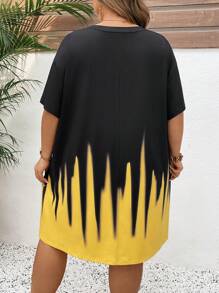 SHEIN CURVE+ 大码休闲全印花夏季连衣裙，适合海滩度假 - 彩色 - 查看 2