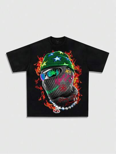 Street Life Camiseta de manga corta con estampado de ángel para hombre, adecuada para uso diario en primavera/verano