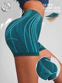 Innovista 女士无缝运动紧身短裤，透气高弹速干健身裤。高腰收腹压缩健身服，动态印花塑身衣，前卫独特的健身运动服，塑身高性能裤，适合骑行、自行车、跑步、有氧运动、力量训练、普拉提、拳击、户外、徒步、露营、越野跑、瑜伽、排球、攀岩、音乐节、派对、电动、底层、绿色、Y3K、秋季、情人节、中腰 - 綠色 - 查看 1