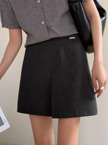 DAZY Women's Solid-Color Figure-Hugging Pleated Elegant Summer Mini Skirt - Grey - View 3