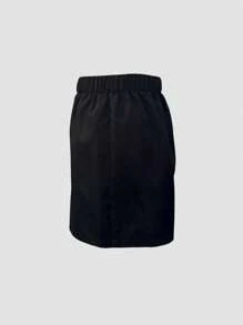 SHEIN Clasi 女士条纹无袖上衣和及膝裙套装 - 黑與白 - 查看 5