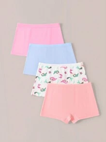 4pcs/Pack Girls Little Young Girl Cute Cartoon Mermaid Printed Briefs Underwear, Minimalist Fashion - Multicolor - View 2