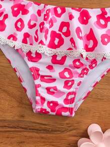 SHEIN 2pcs/Set Young Girl Swimwear, Random Print, Bikini - Multicolor - View 3