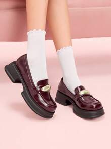 CUCCOO DOLLMOD 女士时尚百搭休闲厚底平底鞋 - 酒紅色 - 查看 5