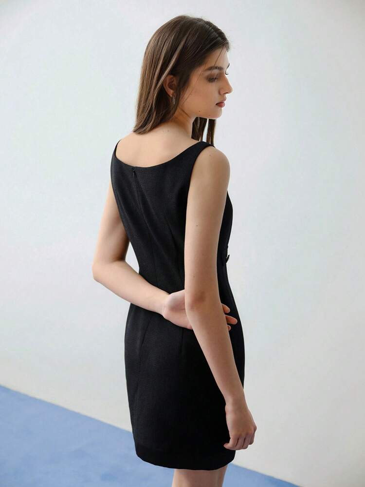 MOTF STUDIO RHINESTONE BUTTON DECOR TANK DRESS,VALENTINE'S DAY OUTFIT,SPRING/SUMMER