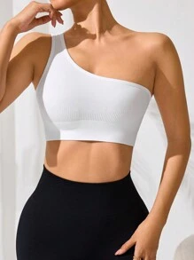 Easithlete Cut Out Back Crop Sports Teeworkout Tank Top - White - View 5