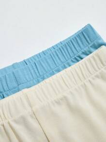 Set de 4 piezas Leggings elásticos con borde floral para niña, primavera/verano