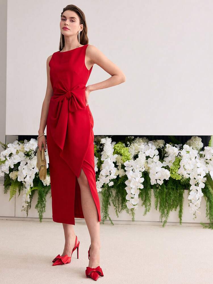 MOTF Soiréza BOW DECOR THIGH SLIT DRESS
