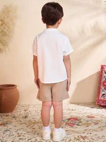 WESTFADE Young Young Boy Casual College Style Linen Shirt And Shorts Set