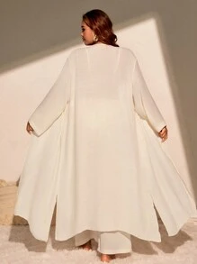 SHEIN Slayr CURVE Set de 2 piezas de cubrecuerpo básico casual, talla grande, para vacaciones en la playa de verano - Albaricoque - Ver 2