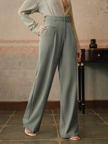 Anewsta 纯色优雅现代时尚商务休闲女士直筒西装裤，度假新年