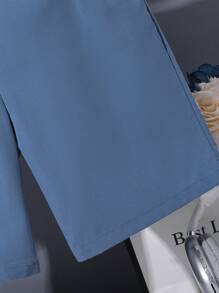 SHEIN 2pcs/Set Tween Boy Casual Collegiate Comfortable & Stylish Simple & Practical Soft Turndown Collar Striped Short Sleeve Shirt And Elastic Waist Shorts Set, Suitable For Autumn, Spring, Summer, Suitable For Daily Wear, Outdoor Play, School, Street Photography, Party, And Leisure At Home - Multicolor - View 6