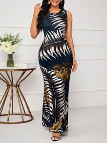 SHEIN Lady Holiday Dresses Sleeveless Simple Fashion Daily Casual - Navy Blue - View 5