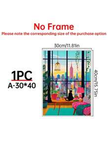 纽约猫插图、纽约艺术、彩色墙面艺术、极简主义装饰、旅行艺术、纽约、一套 1 幅、帆布海报、家庭、客厅、卧室、厨房、浴室帆布墙面装饰