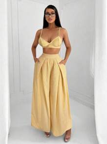 SHEIN SXY 2 件套极简性感条纹吊带背心和裤子通勤装