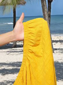 Slaydiva Vestido de verano corte evasé para mujer talla grande con hombros descubiertos