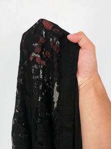 Maweii Plus Size Lace Casual Pants, Minimalist Fashion For Daily Wear - Black - View 6