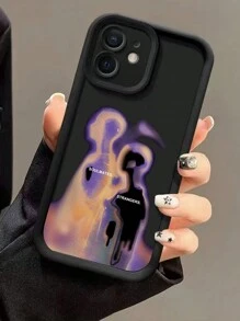 ROMWE Grunge Punk 1pc Black Silhouette Couple Design Phone Case Compatible With Apple IPhone 11 12 13 14 15 Pro Max 16