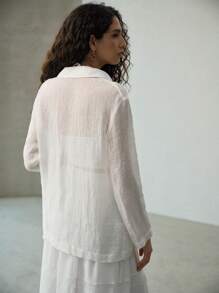 MOTF PREMIUM LINEN SINGLE BREASTED BELTED BLAZER - White - View 5